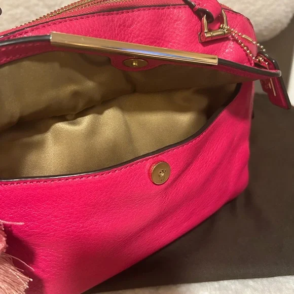 Coach Madison Pink Leather & Gold Crossbody strap & Colorful Tassel & Chain) - Picture 7 of 12